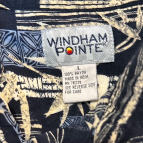 Tropical Navy Bamboo Print Men's Shirt Size L - Picture 2 of 4